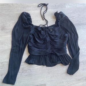 House of Harlow 1960 Elegant Black Ruched Blouse
